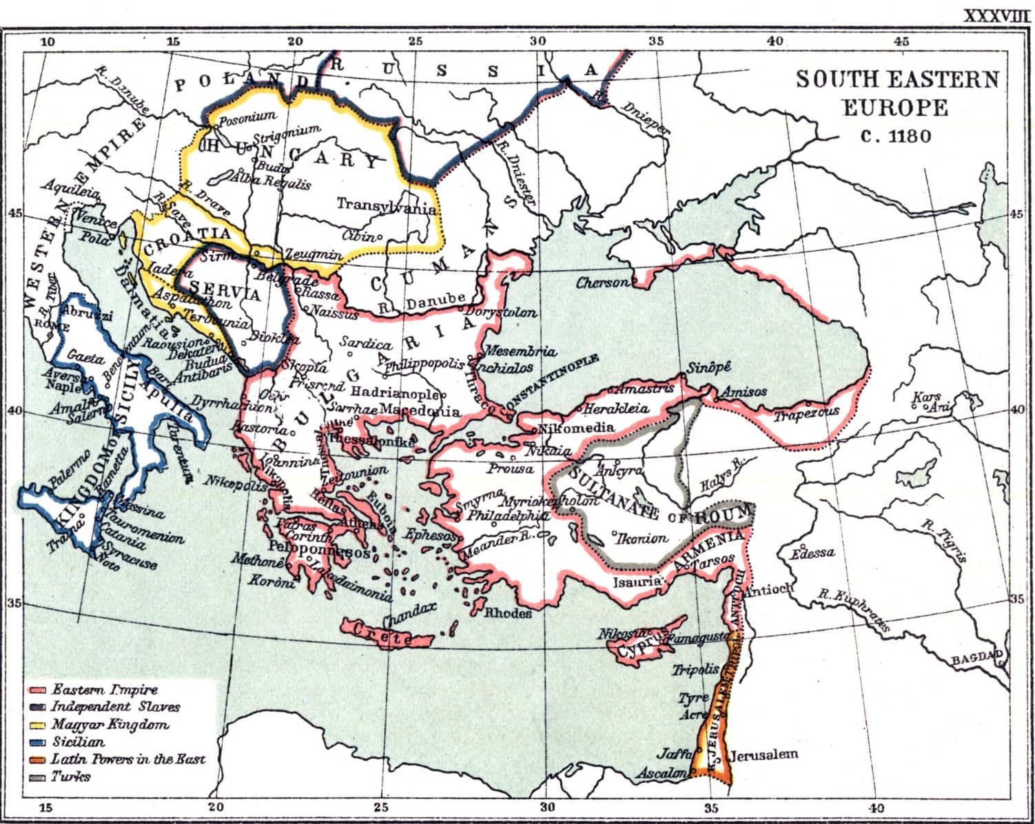 Miryokefalon savaşı sırasında Bizans toprakları.